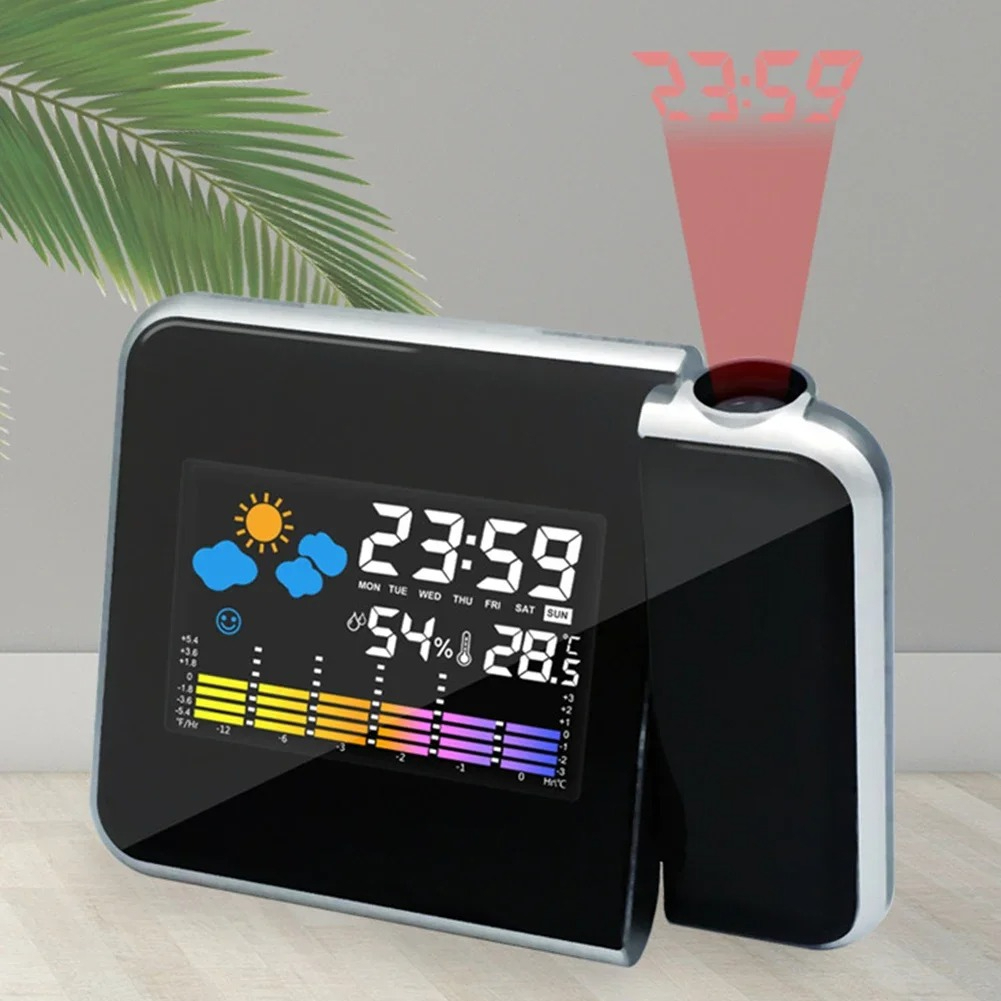 Home Cinema Led - Reloj Despertador LED con Proyección Giratoria,