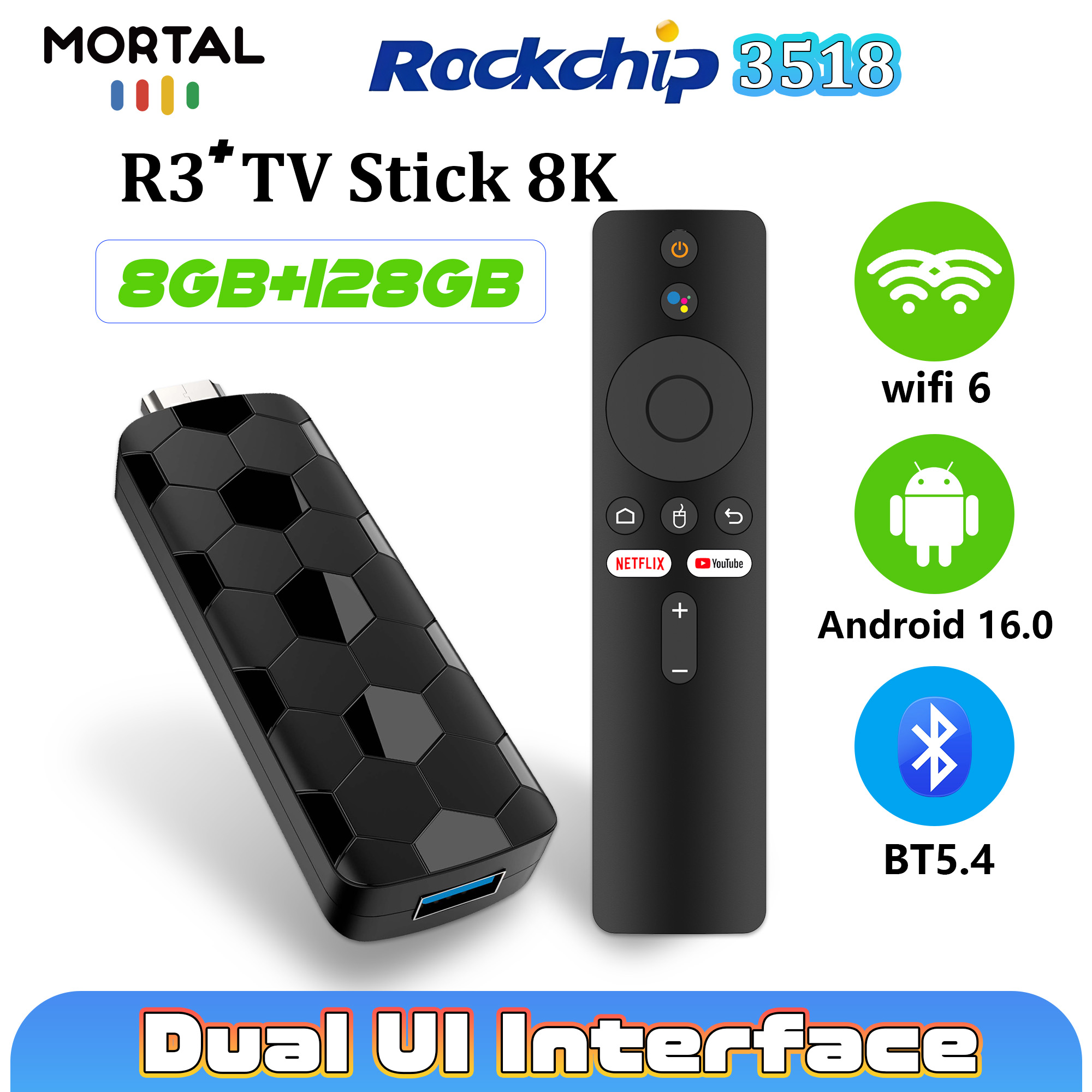 Home Cinema Complet - TV Stick Mortal R3+ Android 16,