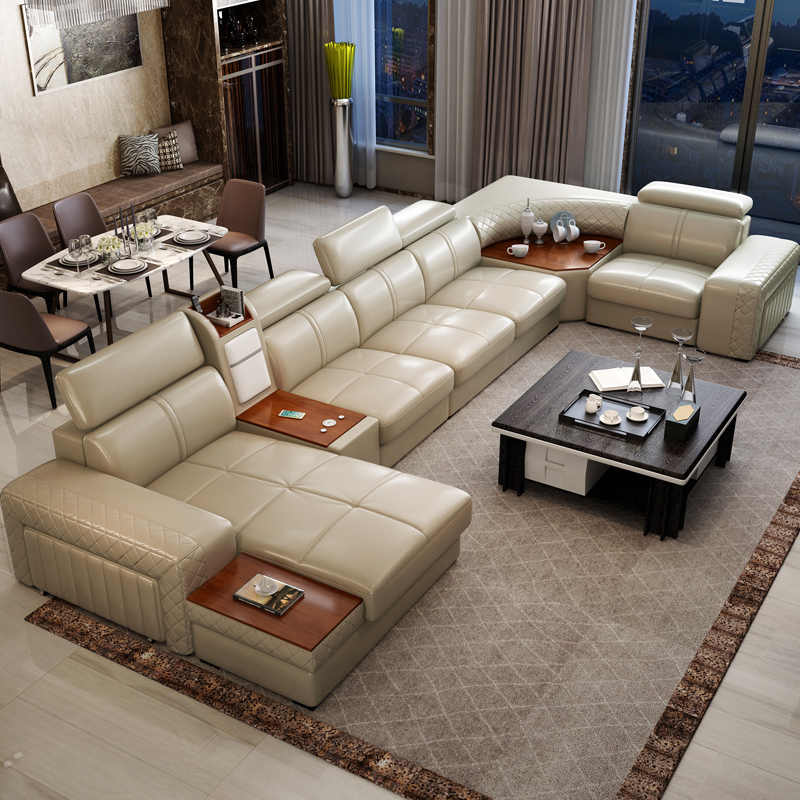 Home Cinema Room Accessories - Sofás modernos de cuero genuino, sofás