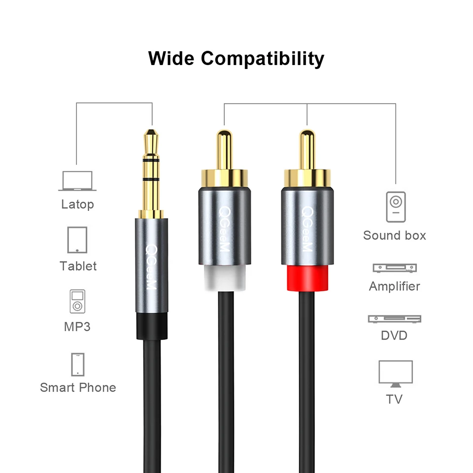 Cable RCA QGeeM 2RCA a 3.5mm,  - Home Cinema Ampli reseña y precio