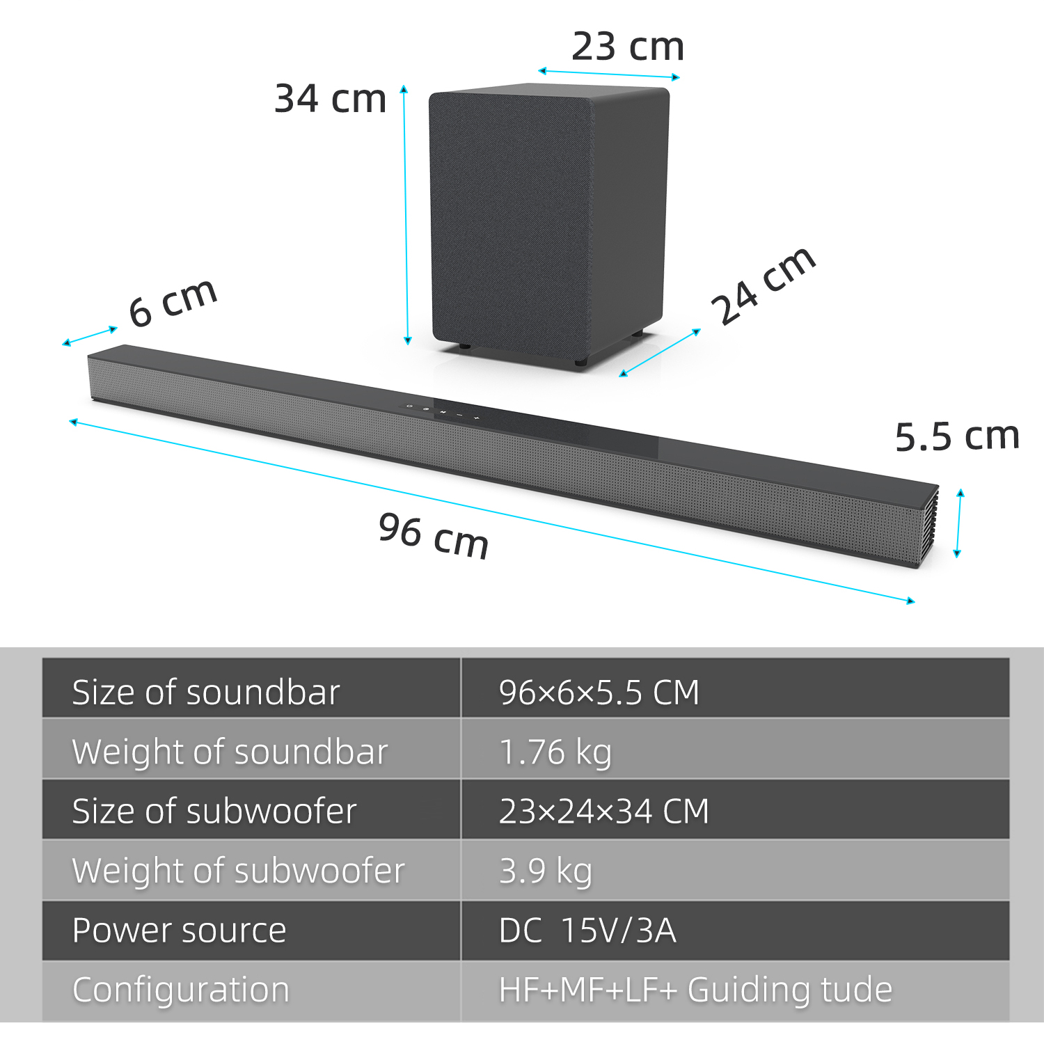 Barra de sonido de TV de 84W c - Home Cinema Complet reseña y precio