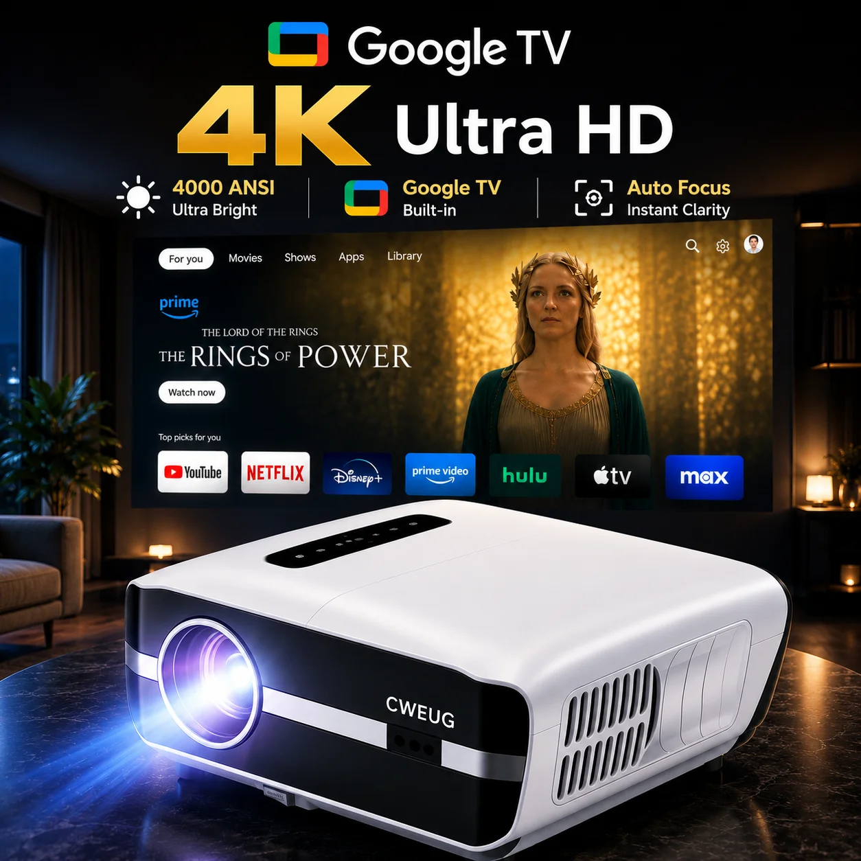 Proyector NewA9S 4k con Enfoqu - Home Cinema Complet reseña y precio